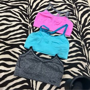 Pink, Blue, black/gray sports bras lot of 3 
Excellent condition